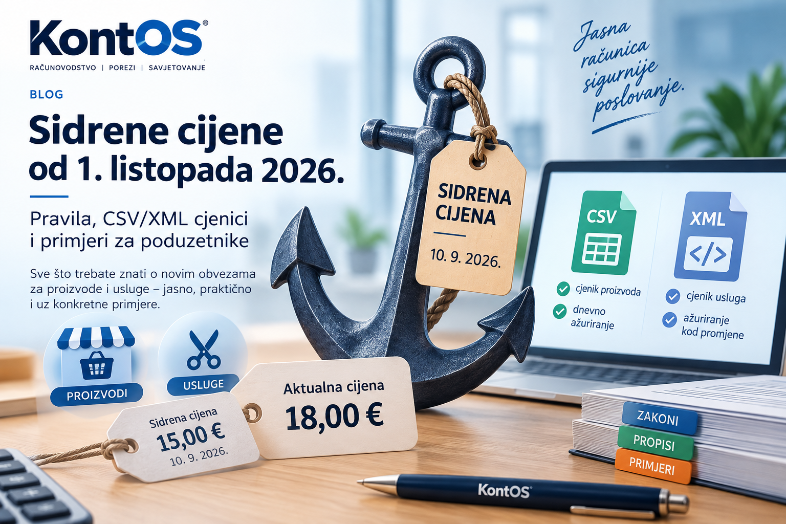 Poduzetnik priprema cjenik uz prikaz aktualne i sidrene cijene proizvoda i usluga